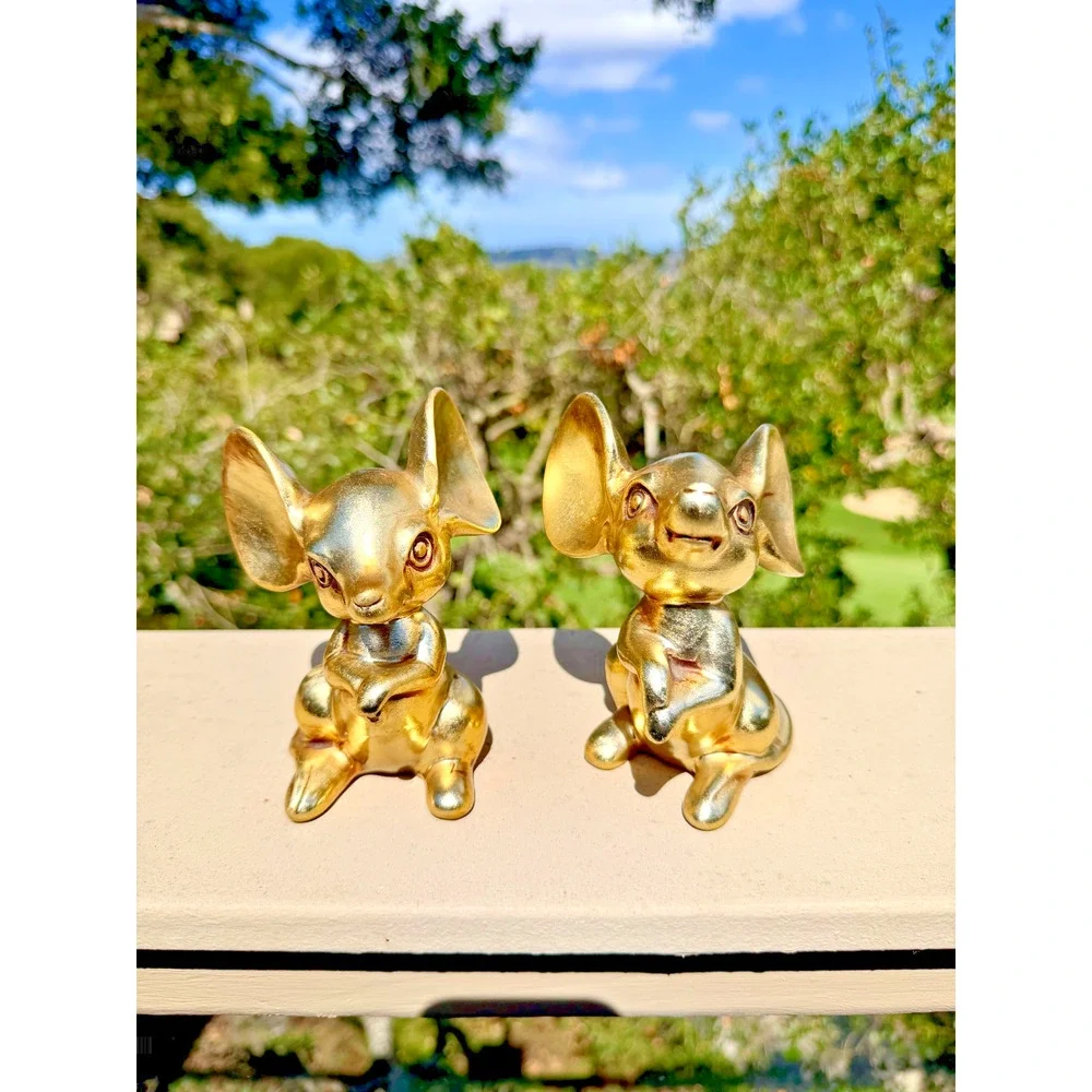 Anthony Freeman McFarlin Gold Leaf Mice Figurines MCM Japan Pair Vintage